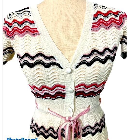 BEAUTIFUL MISSONI White pink and black dress with buttons Size 4 - Picture 3 of 9